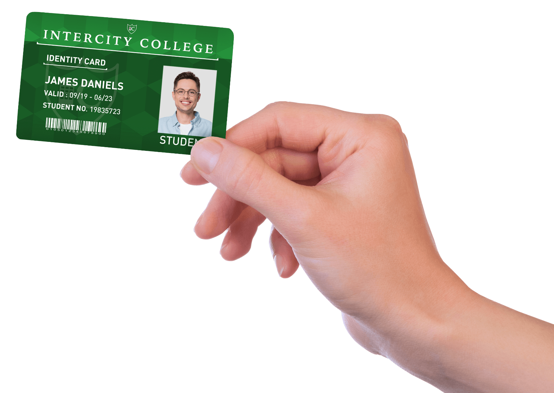 hand with id card